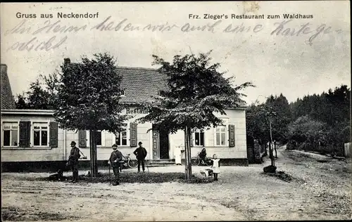 Ak Neckendorf Lutherstadt Eisleben in Sachsen Anhalt, Frz. Zieger's Restaurant zum Waldhaus