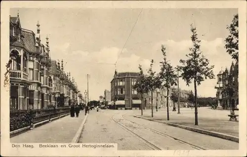 Ak Den Haag Südholland Niederlande, Beeklaan und Groot Hertoginnelaan