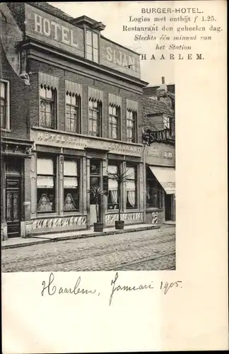 Ak Haarlem Nordholland Niederlande, Burger-Hotel