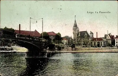 Ak Liège Lüttich, Die Fußgängerbrücke
