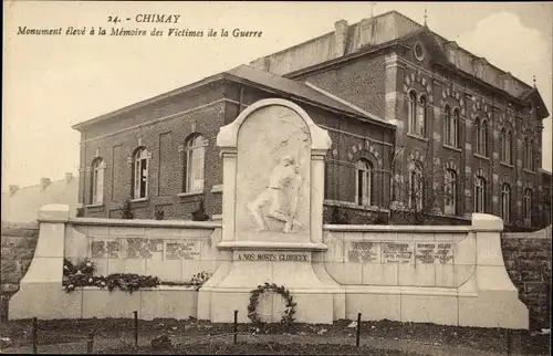 Ak Chimay Wallonien Hennegau, Denkmal zur Erinnerung an die Kriegsopfer