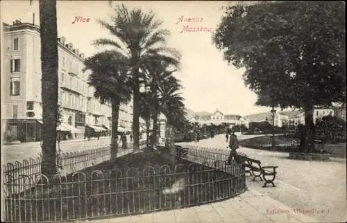 Ak Nizza Nizza Alpes Maritimes, Avenue Massena