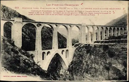 AK Östliche Pyrenäen, Tet-Tal, Grand Pont Viaduc Sejourne