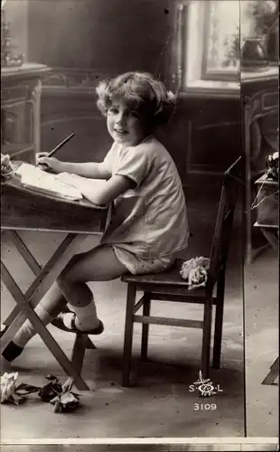 Ak Junge am Schreibpult, Fehldruck