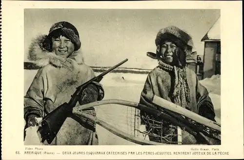 Ak Alaska, Zwei junge Eskimos, die von den Jesuitenpatres katechisiert wurden