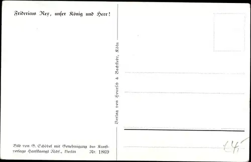 Künstler Ak Schöbel, Fridericus Rex, unser König und Herr!, Gedicht