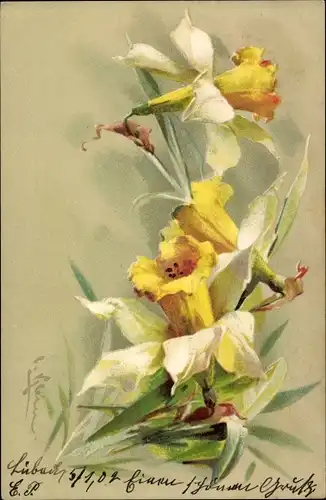 Künstler Litho Klein, C., Blühende Blumen