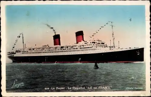 Ak Paquebot Ile de France, CGT, French Line