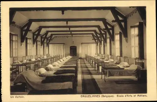 Ak Erquelinnes Wallonien Hennegau, Ecole d'Arts et Metiers, Un dortoir