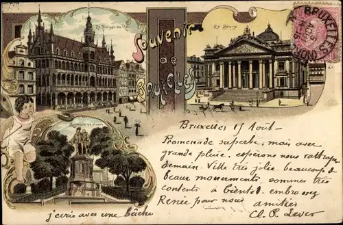 Litho Bruxelles Brüssel, La Bourse, Denkmal, La Maison de Roi