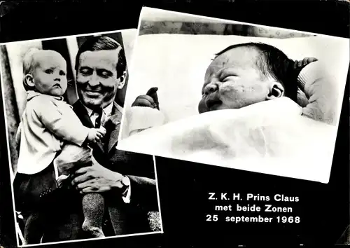 Ak Prinz Claus von Amsberg, Prinz Willem Alexander, Prinz Johan Friso, 1968