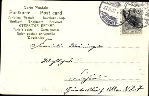 Litho Glückwunsch Neujahr, Mädchen-Portrait, Blumen