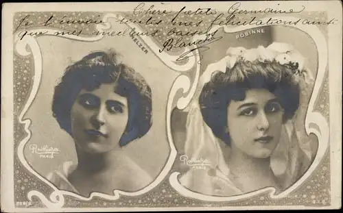 Ak Schauspielerinnen Gabrielle Robinne und Melzer, Portrait