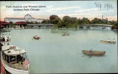 Ak Chicago Illinois USA, Jackson Park, Field Museum, Wooded Island