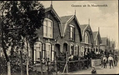 Ak Sint Maartensdijk Zealand Niederlande, Straßenpartie, Häuserreihe