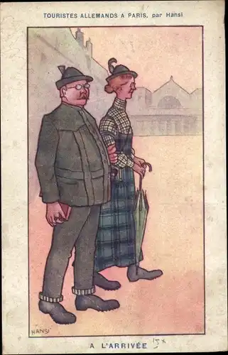 Künstler Ak Hansi, Deutsche Touristen in Paris