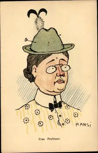 Künstler Ak Hansi, Jean Jacques Waltz, Frau Professor