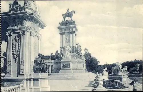 Ak Madrid, Spanien, Retiro-Park, Denkmal für Alfons XII.