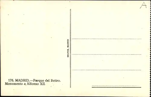 Ak Madrid, Spanien, Retiro-Park, Denkmal für Alfons XII.