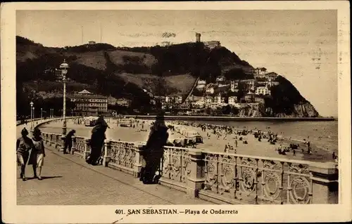 Ak Donostia San Sebastián Baskenland, Strand von Ondarreta