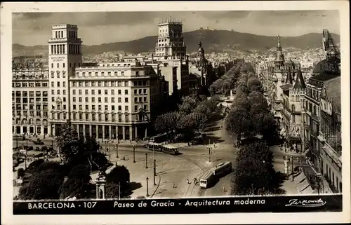 Ak Barcelona Katalonien Spanien, Paseo de Gracia