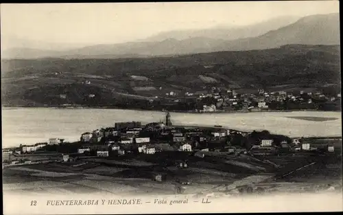 Ak Hondarribia Fuenterrabia Baskenland, Gesamtansicht von Hendaye