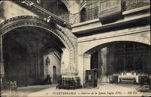 Ak Fuenterrabia Baskenland Spanien, Innenraum der Kirche