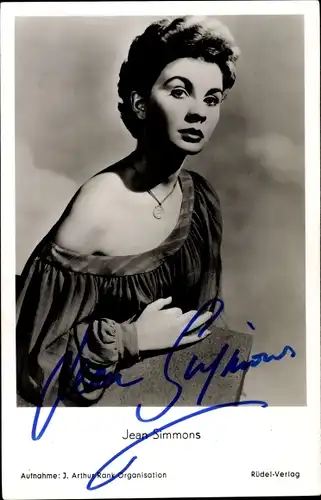 Ak Schauspielerin Jean Simmons, Portrait, Autogramm