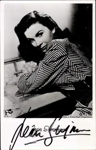 Foto Schauspielerin Jean Simmons, Portrait, Autogramm