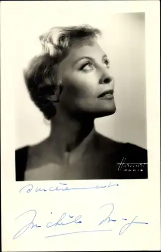 Foto Schauspielerin Michele Morgan, Portrait, Autogramm