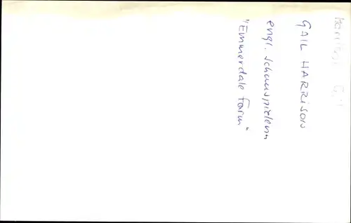 Foto Schauspielerin Gail Harrison, Portrait, Autogramm