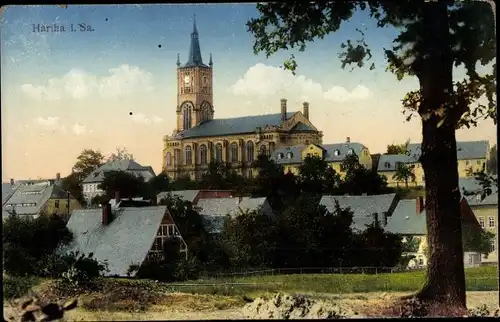 Ak Hartha in Sachsen, Teilansicht, Kirche