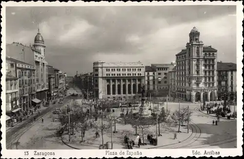 Ak Zaragoza Saragossa Aragonien, Plaza de Espana