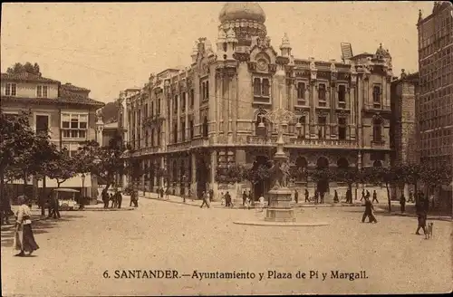 Ak Santander Kantabrien Spanien, Ayuntamiento, Plaza de Pi y Margall