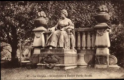 Ak La Coruña Galicia, Denkmal für Emilia Pardo Bazan