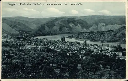 Ak Boppard im Rhein Hunsrück Kreis, Panorama von der Thonetshöhe