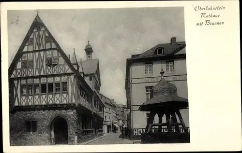 Ak Oberlahnstein Lahnstein am Rhein, Rathaus mit Brunnen