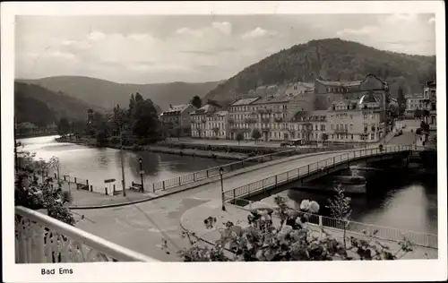 Ak Bad Ems an der Lahn, Panorama, Brücke