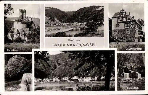 Ak Brodenbach an der Mosel, Ehrenburg, Jugendherberge, Donnerloch, Ehrbachklamm