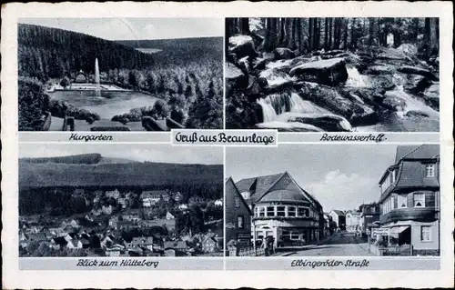 Ak Braunlage Oberharz, Kurgarten, Bodewasserfall, Elbingeröder Straße, Hütteberg