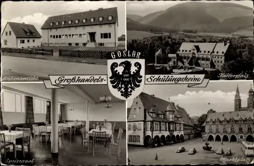 Ak Goslar in Niedersachsen, Großhandels Schulungsheim, Kaiserpfalz, Marktplatz, Speisesaal