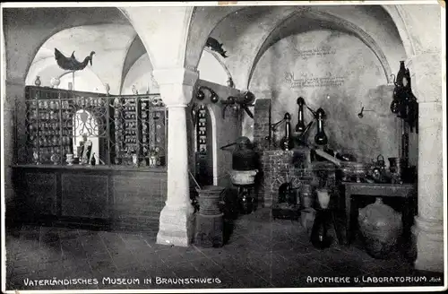 Ak Braunschweig in Niedersachsen, Vaterländisches Museum, Apotheke, Laboratorium
