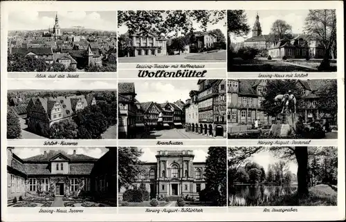 Ak Wolfenbüttel, Krambuden, Schloss-Kaserne, Denkmal, Krambuden, Herzog August Bibliothek