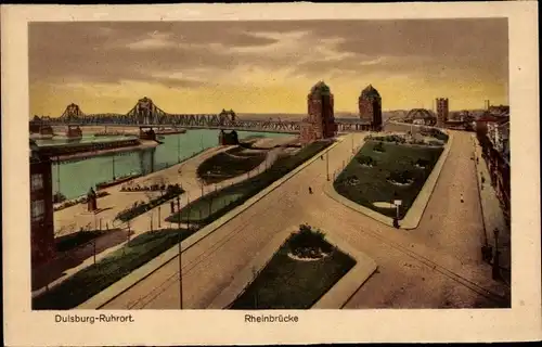 Ak Ruhrort Duisburg im Ruhrgebiet, Rheinbrücke