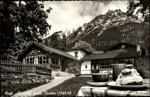 Ak Garmisch Partenkirchen in Oberbayern, Cafe Almhütte, Kramer