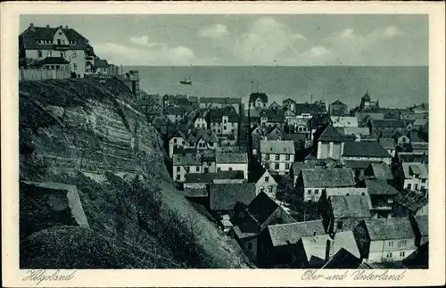 Ak Helgoland in Schleswig Holstein, Blick auf Ober- und Unterland