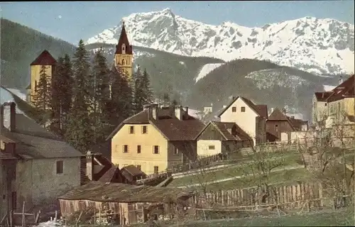 Ak Eisenerz Steiermark, Teilansicht, Kaiserschild