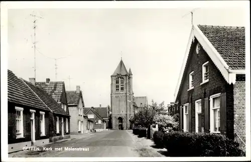 Ak Geffen Noordbrabant, Kirche mit Molenstraat