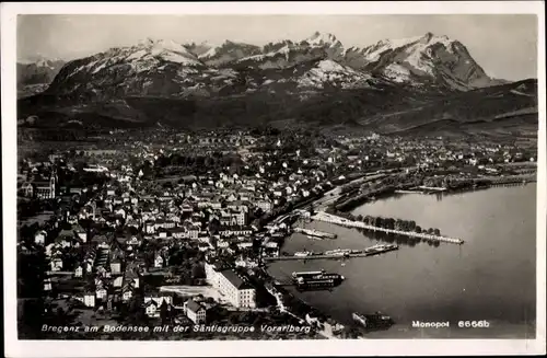 Ak Bregenz am Bodensee Vorarlberg, Fliegeraufnahme, Säntisgruppe