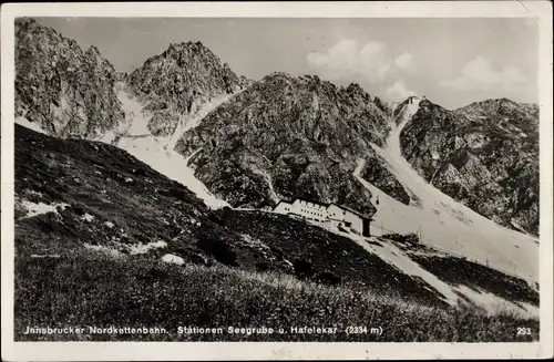 Ak Innsbruck in Tirol, Innsbrucker Nordkettenbahn, Stationen Seegrube und Hafelekar